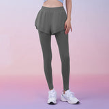 ♾️Short and long legging 2 in 1 with pocket tommy control for fitness, workout, Gray ♾️